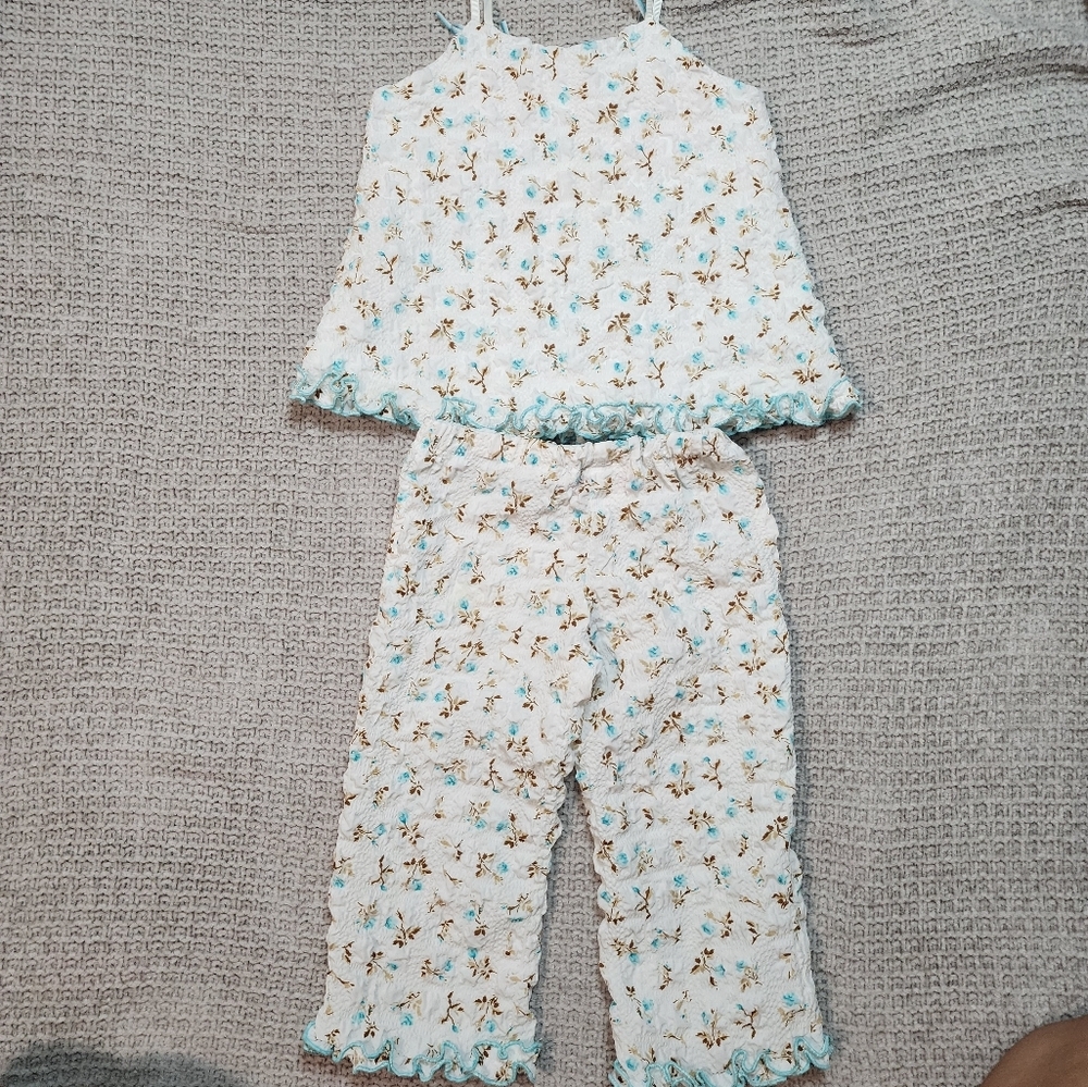 Vintage Textured Floral Pant Set Size 3t - Picture 4 of 9
